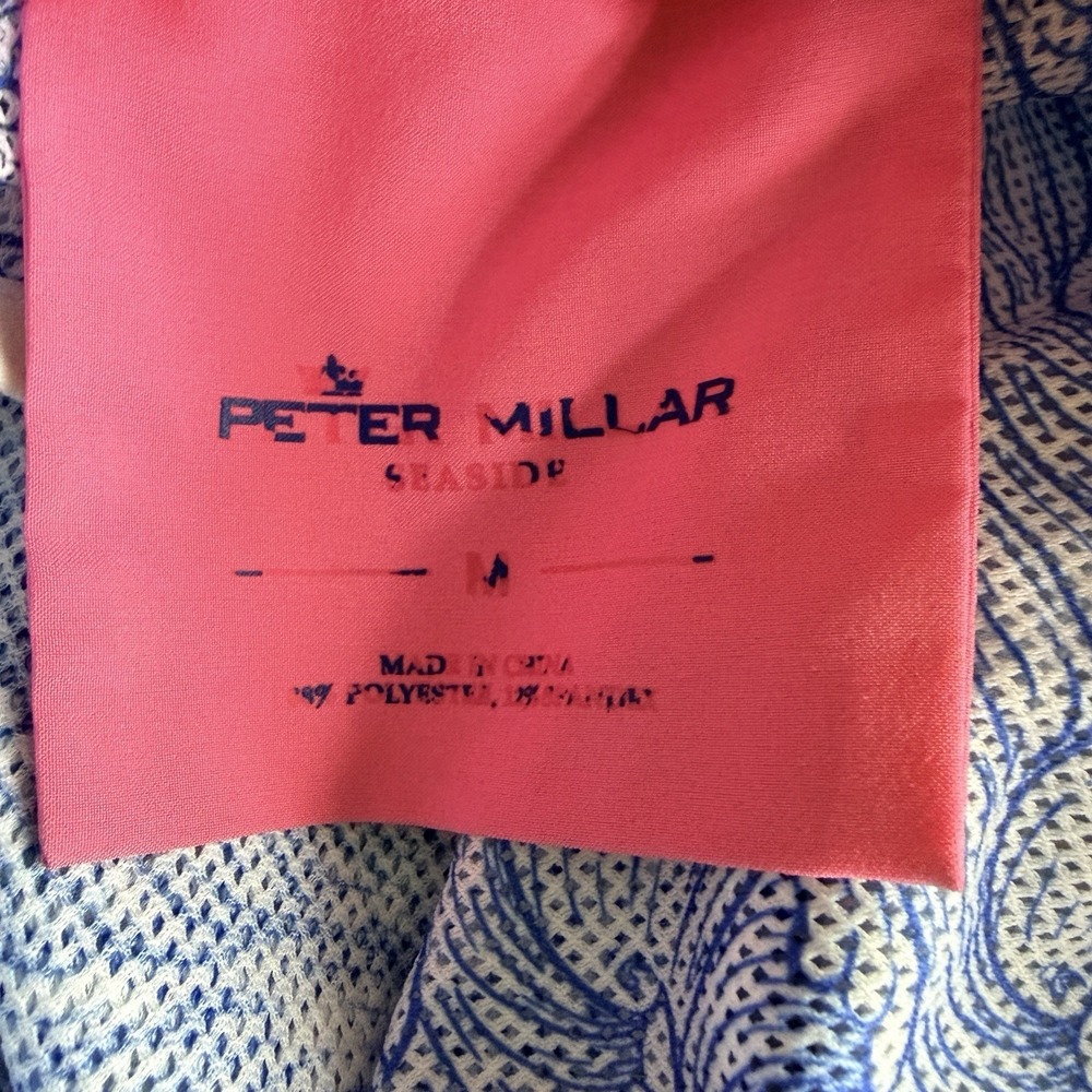 Mens Peter Millar Seaside Collection Board Shorts Swim Trunks Blue Leaves Medium - Picture 2 of 9